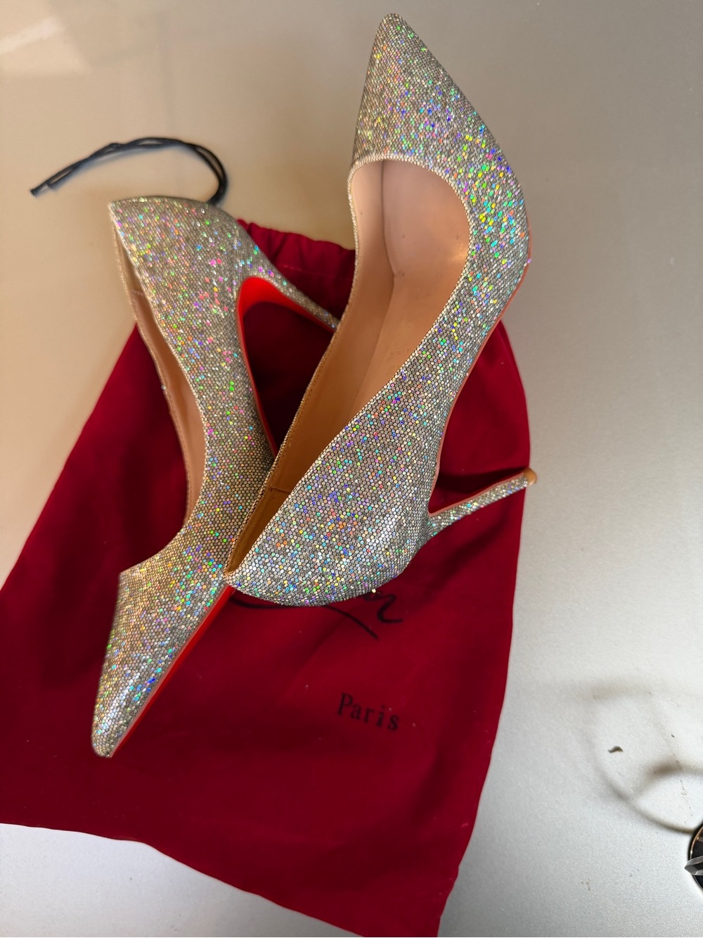 Christian Louboutin Silver Crystal Stiletto Pumps